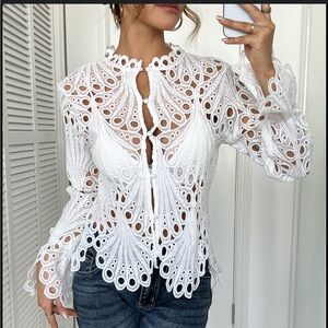 Source Unknown White Lace Blouse 2xl